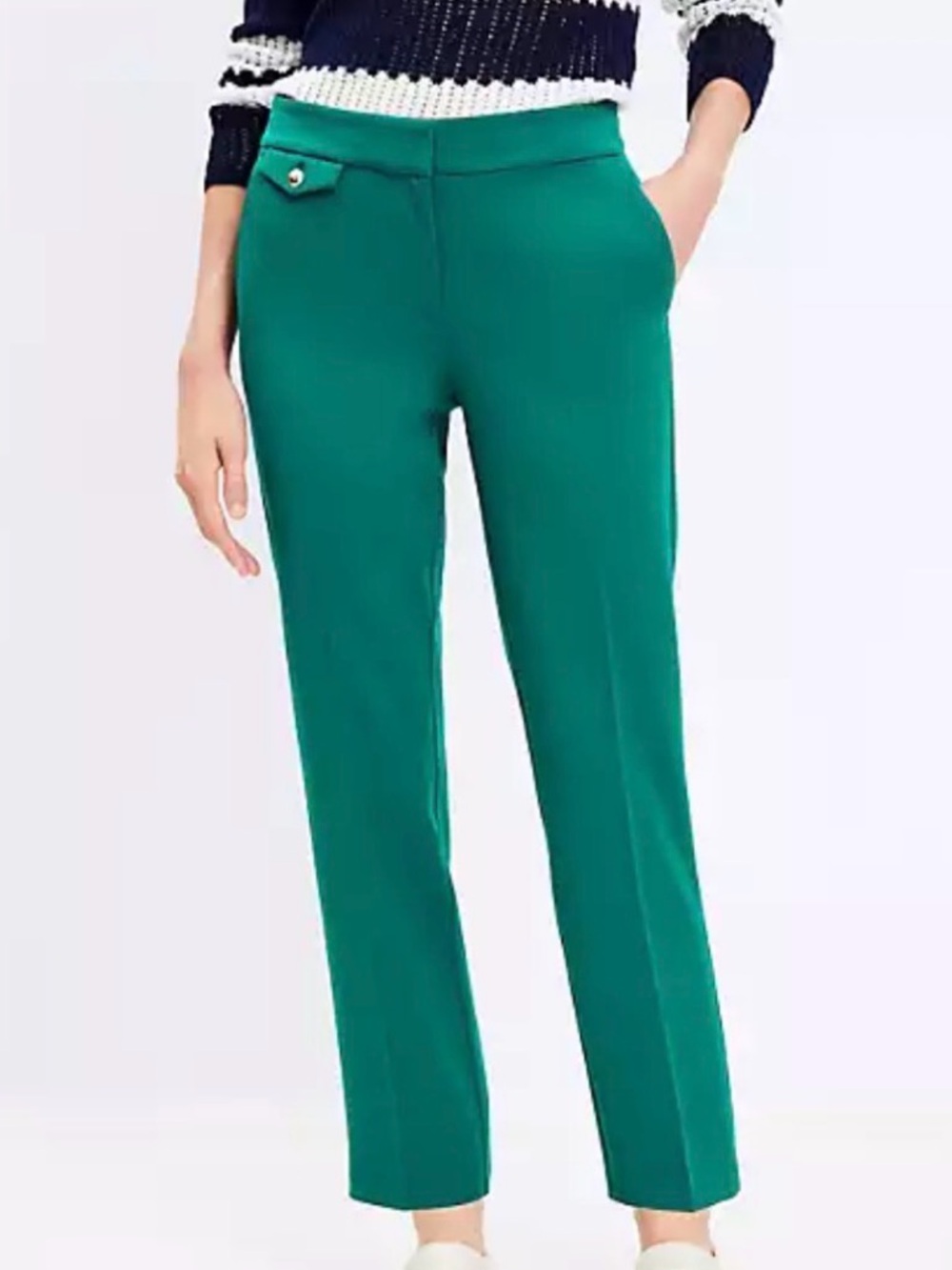 Loft Green Button Pocket Riviera Slim Pants In Bi-stretch 00P 00 Petite